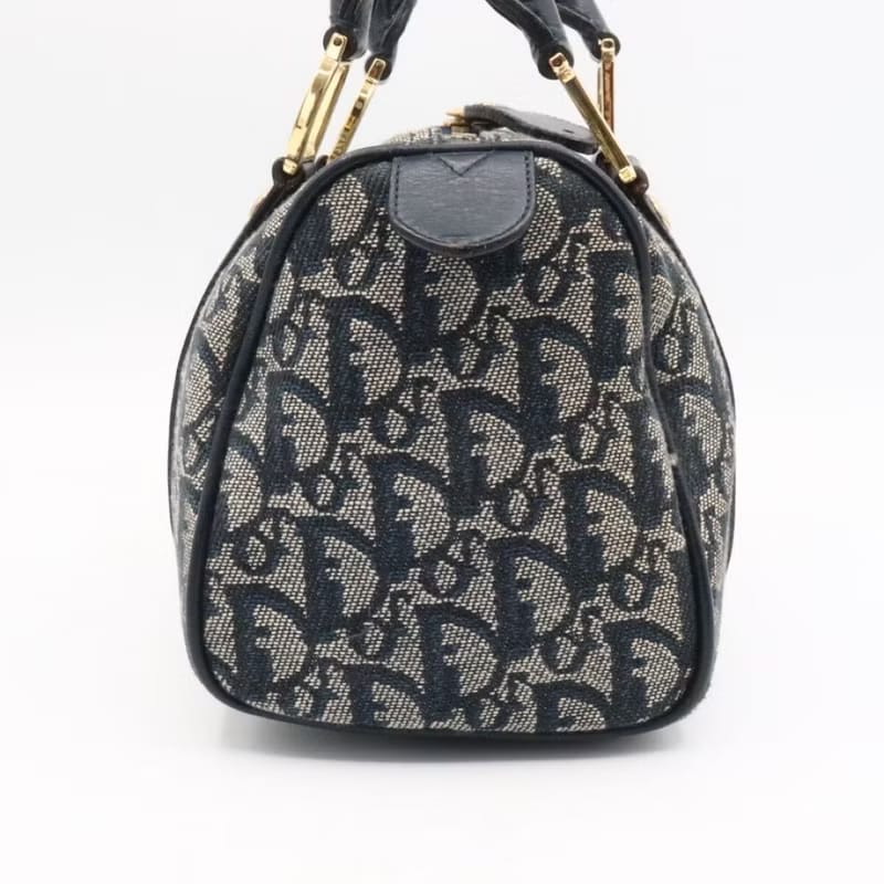 Rare Dior Gray-Blue Trotter 20cm Mini Boston Bag