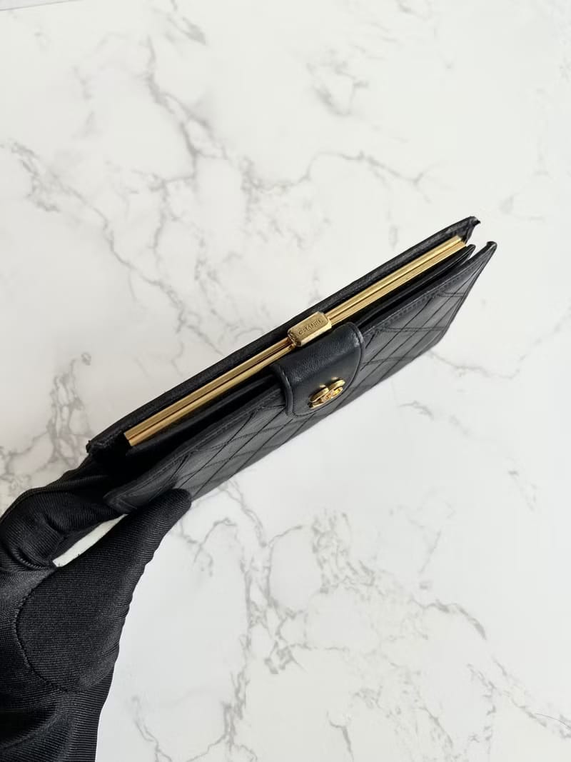 Chanel black lambskin long wallet/wallet/wallet