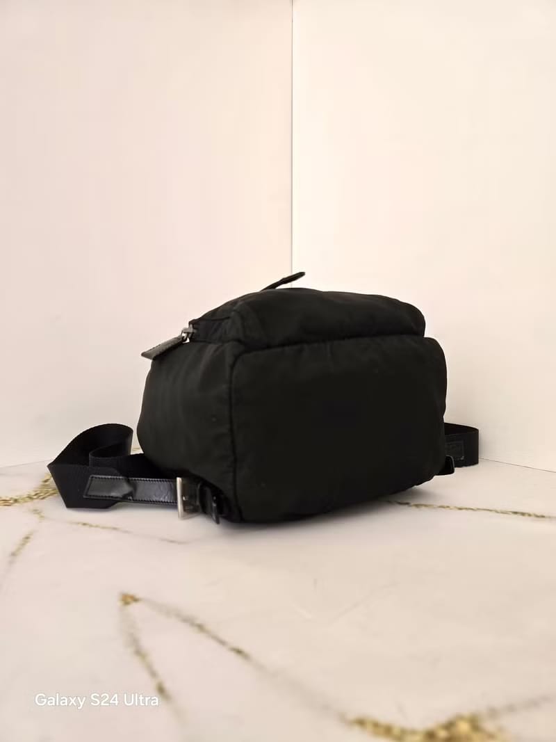 Prada black silver label nylon backpack/backpack/rucksack