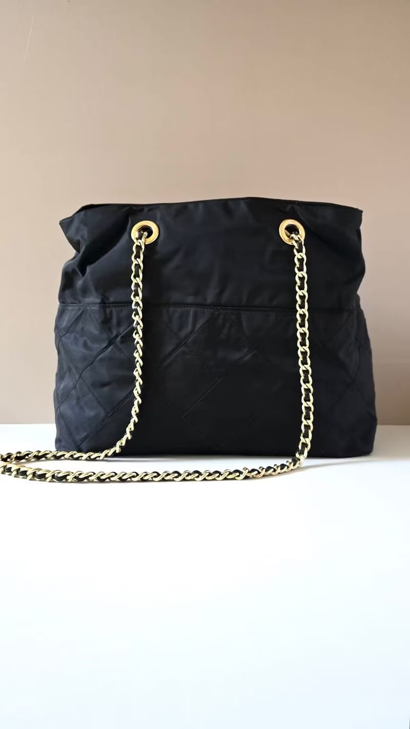 Prada黑金鏈子水桶包/側背包/單肩包/托特包