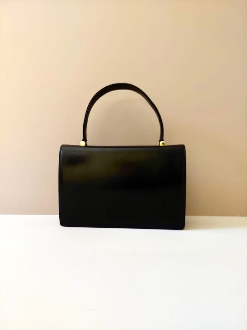 Celine black gold ring Kelly leather crossbody bag/side backpack/shoulder bag/handbag