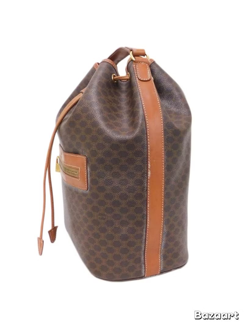 Celine Rare Patchwork Triomphe Canvas Vintage Bucket Bag/Shoulder Bag/Crossbody Bag