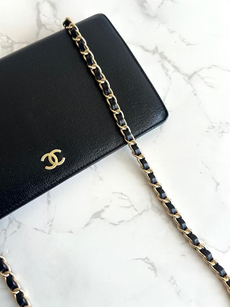 Chanel黑金色WOC長夾/側背包/斜背包/單肩包