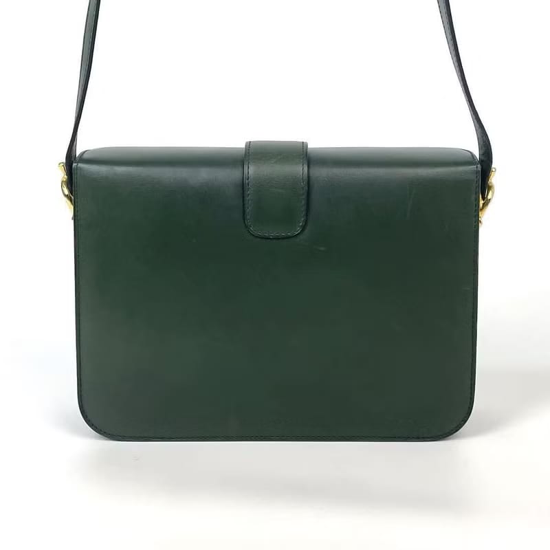 Celine gold ring buckle leather antique box shoulder bag/side bag/oblique bag