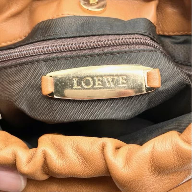 Loewe焦糖色壓紋托特包/側背包/單肩包