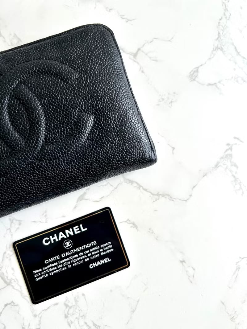Chanel Black Caviar Long Wallet/Wallet/Phone Bag