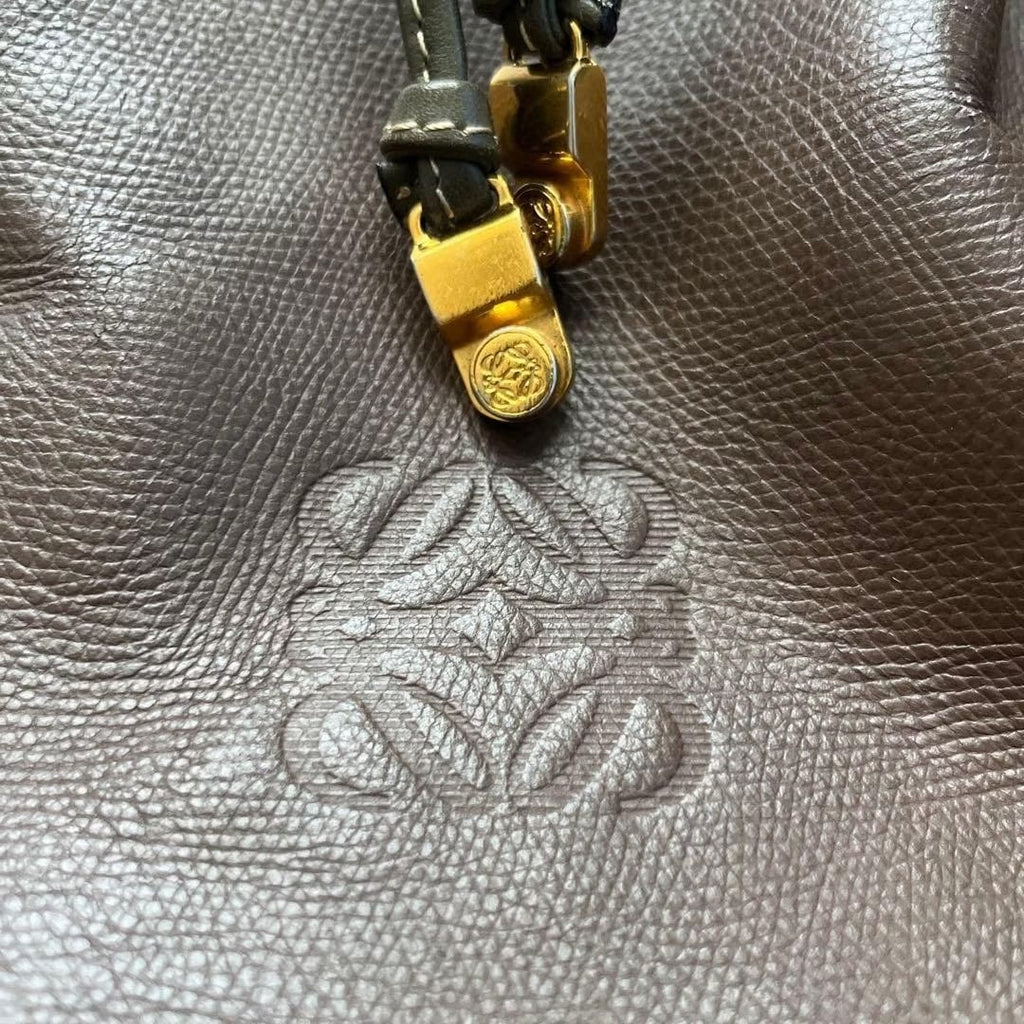Loewe 橄欖綠拼咖啡色水桶包/單肩包/斜背包