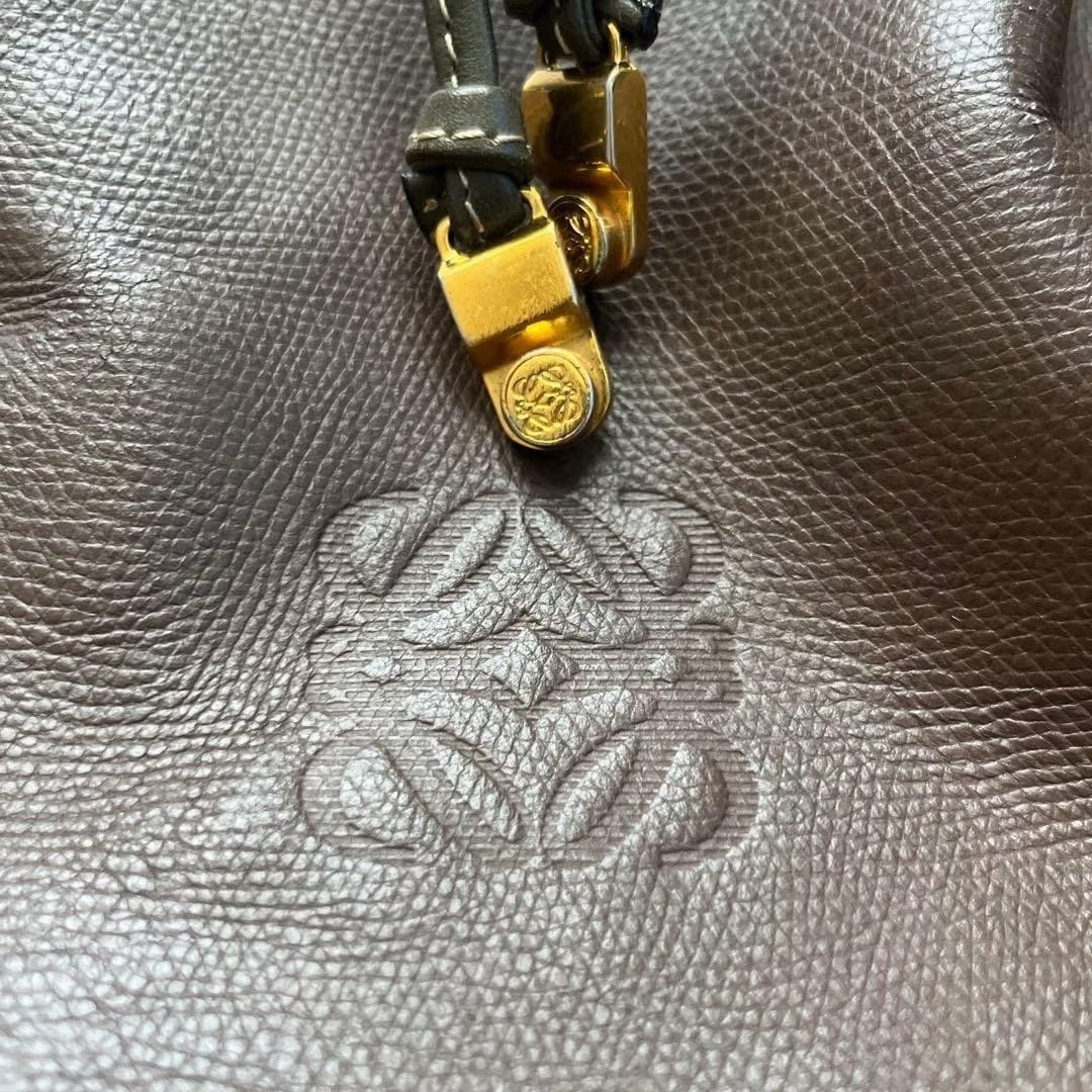 Loewe 橄欖綠拼咖啡色水桶包/單肩包/斜背包