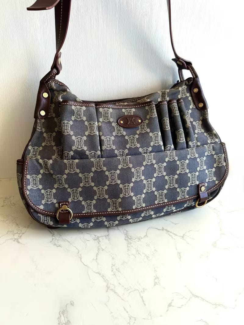 Celine牛仔布老花流浪包/側背包/單肩包/斜背包