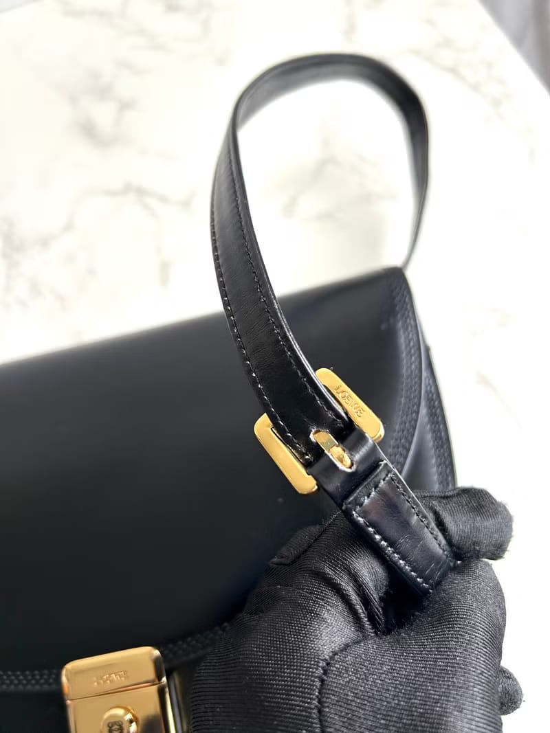 Loewe black gold half moon side backpack/oblique backpack/shoulder bag