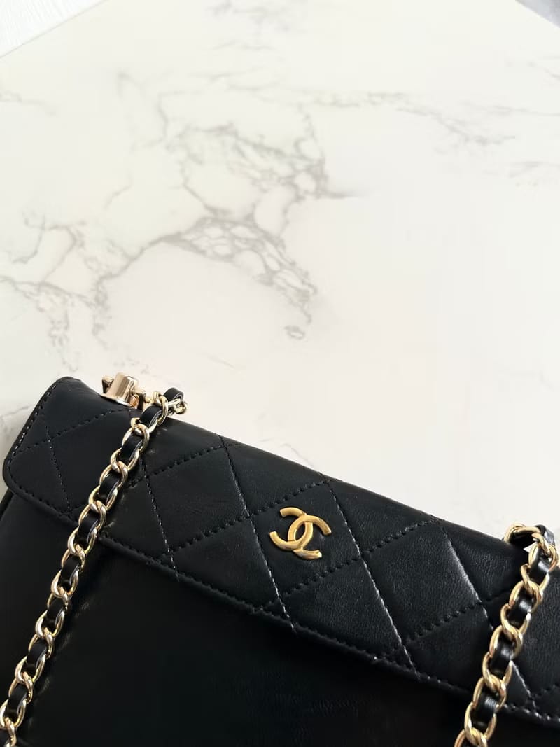稀有中古二手Chanel黑色長夾錢包/側背包/單肩包/斜背包/手拿袋
