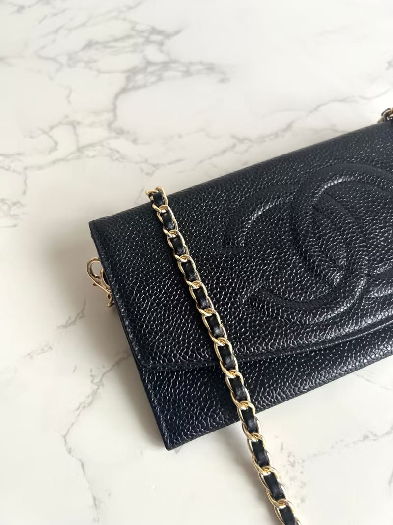 Chanel黑色魚子醬WOC單肩包/側背包/斜背包/長夾