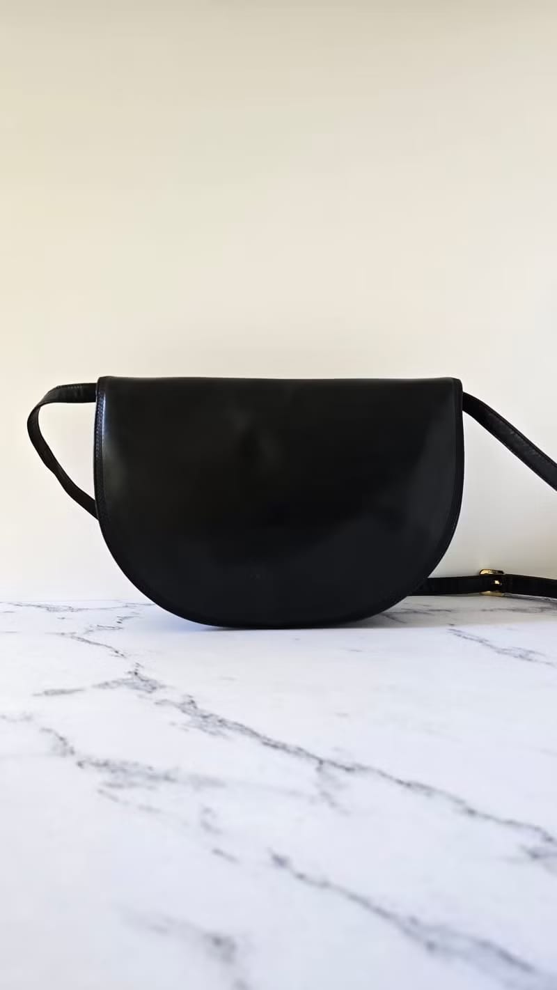 Loewe黑金半月馬鞍包/側背包/斜背包