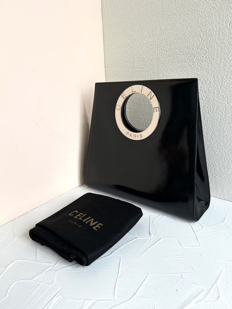 Celine黑銀色大圓環托特包/手提包/手挽包