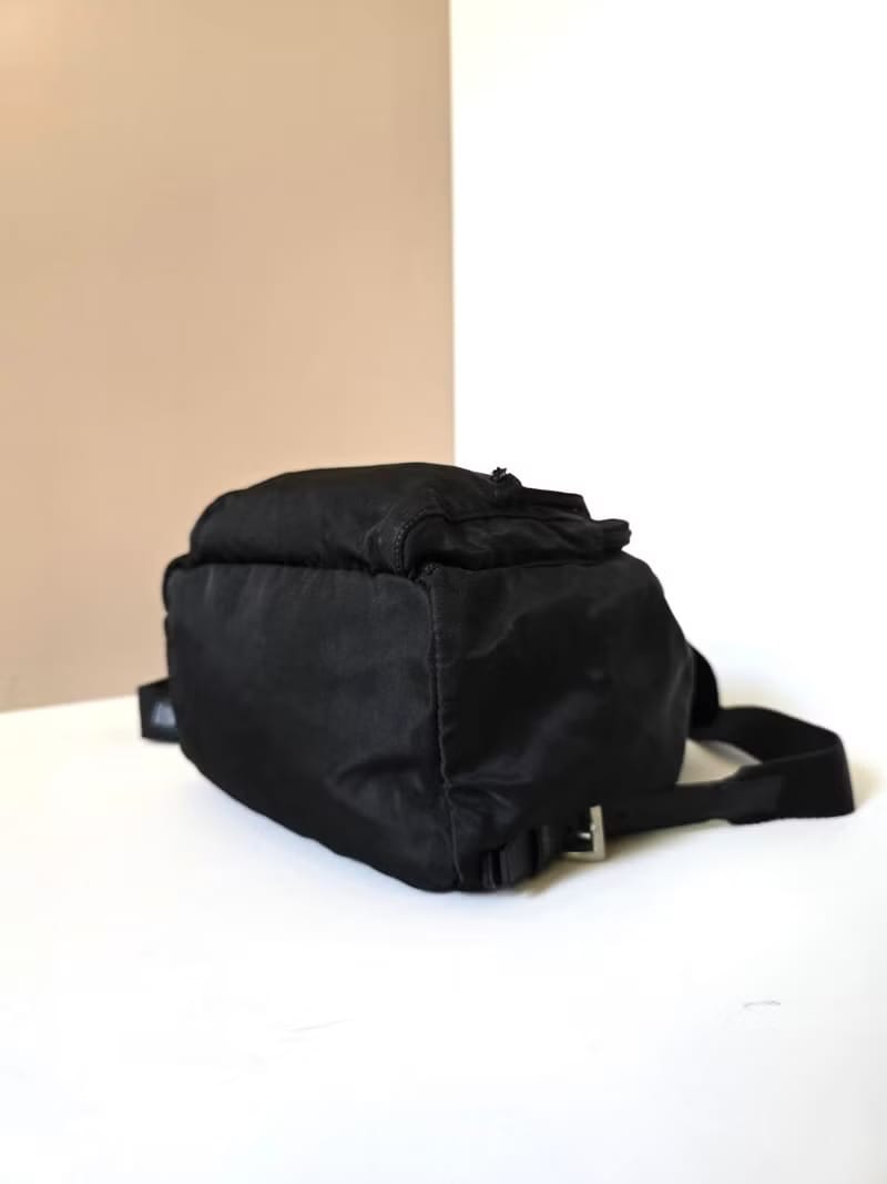 Prada black silver label nylon backpack/backpack/rucksack