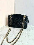 Rare Chanel Black Matelassé Streamlined Chain Bag/Shoulder Bag
