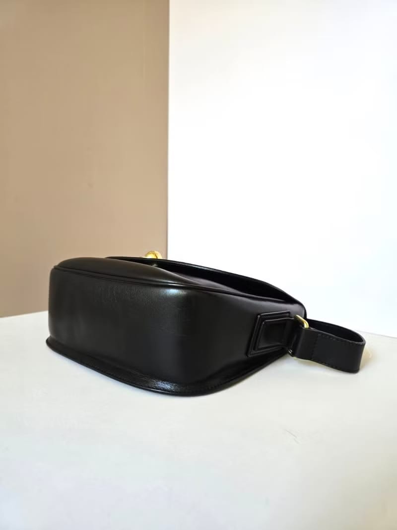 Rare Celine Black and Gold Swivel Planet Tofu Bag / Shoulder Bag / Crossbody Bag