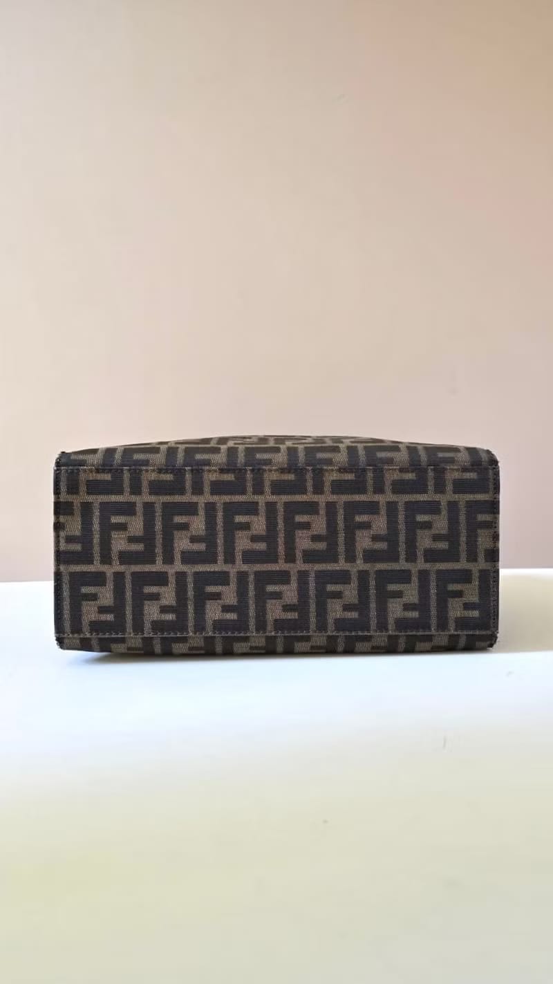 Fendi黑咖啡色老花側背包/單肩包/托特包