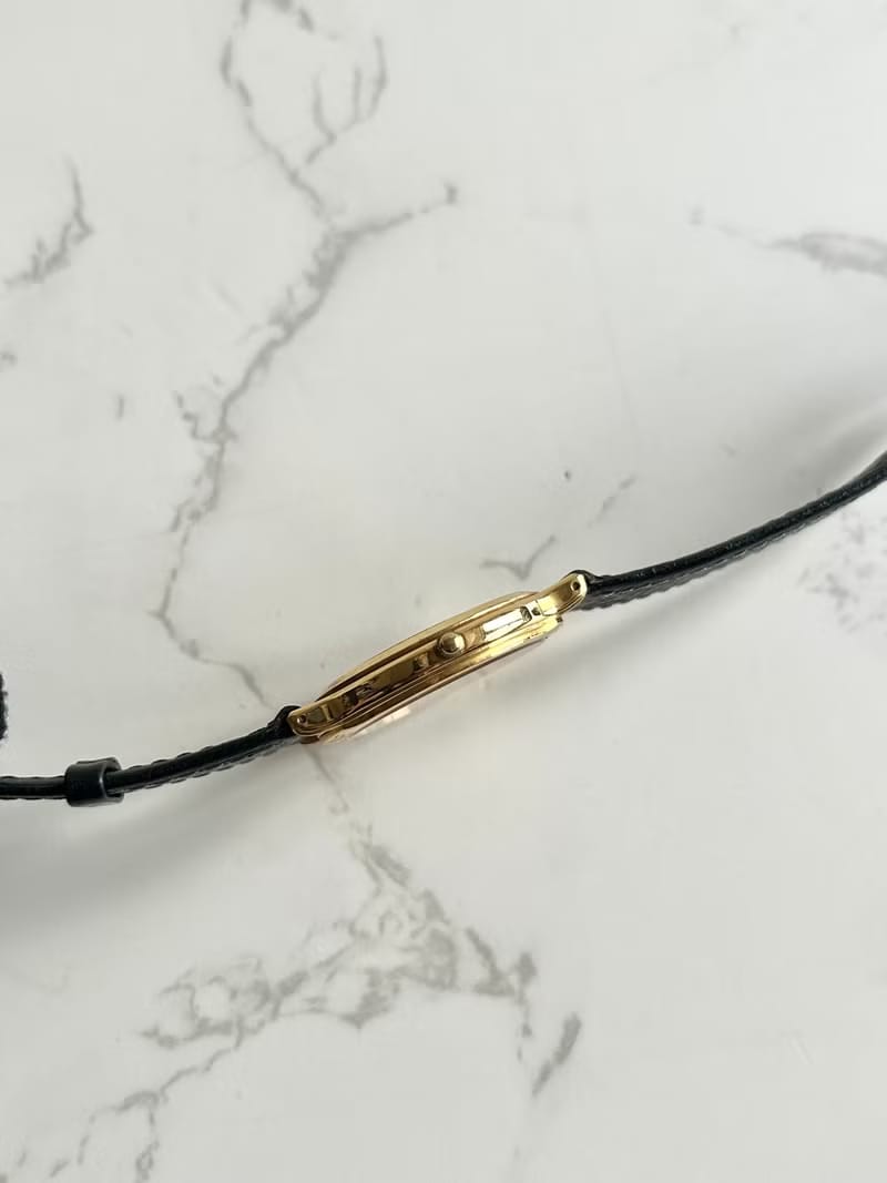 Celine Black Gold Triomphe Leather Strap Pre-owned Unisex Watch