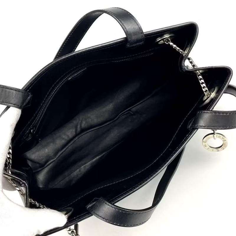 稀有中古二手Celine黑色銀吊鏈皮革托特包/側背包