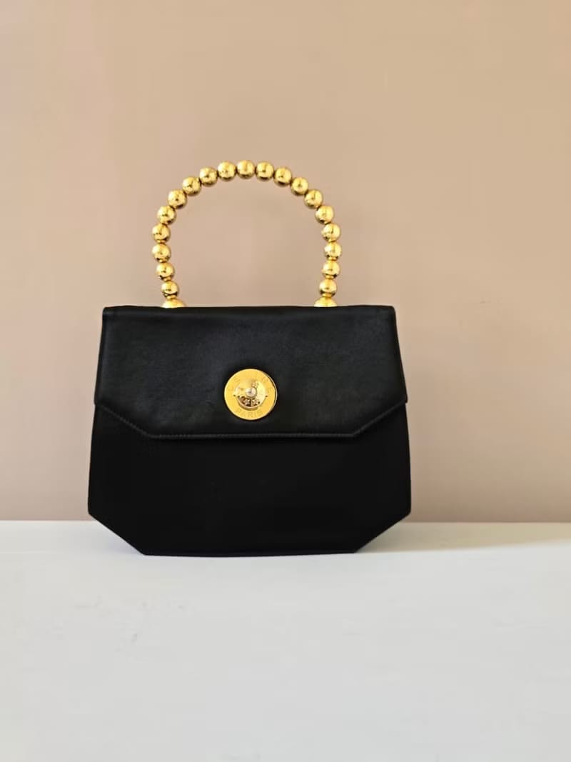Celine Pressed Planet Black Gold Kelly Bag/Handbag