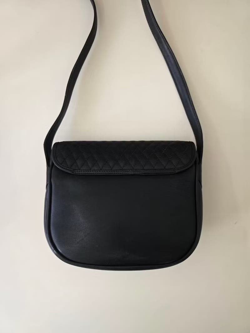 Celine black Arc de Triomphe saddle bag leather shoulder bag / side bag / oblique bag