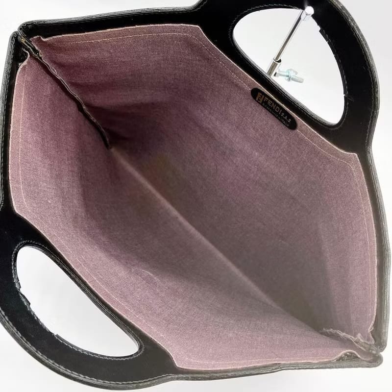 Fendi黑咖啡色老花托特包/手提包