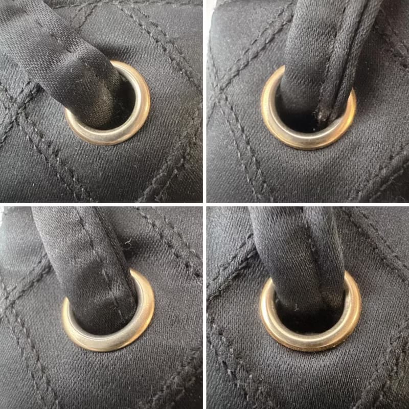 Rare Chanel Vintage Silk Rhinestone Black Matelassé Tote Bag