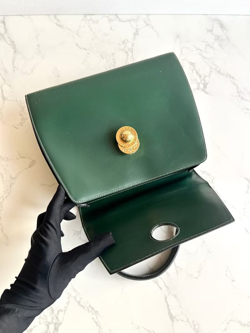 Celine旋轉星球綠色凱莉包/手提包/古董包