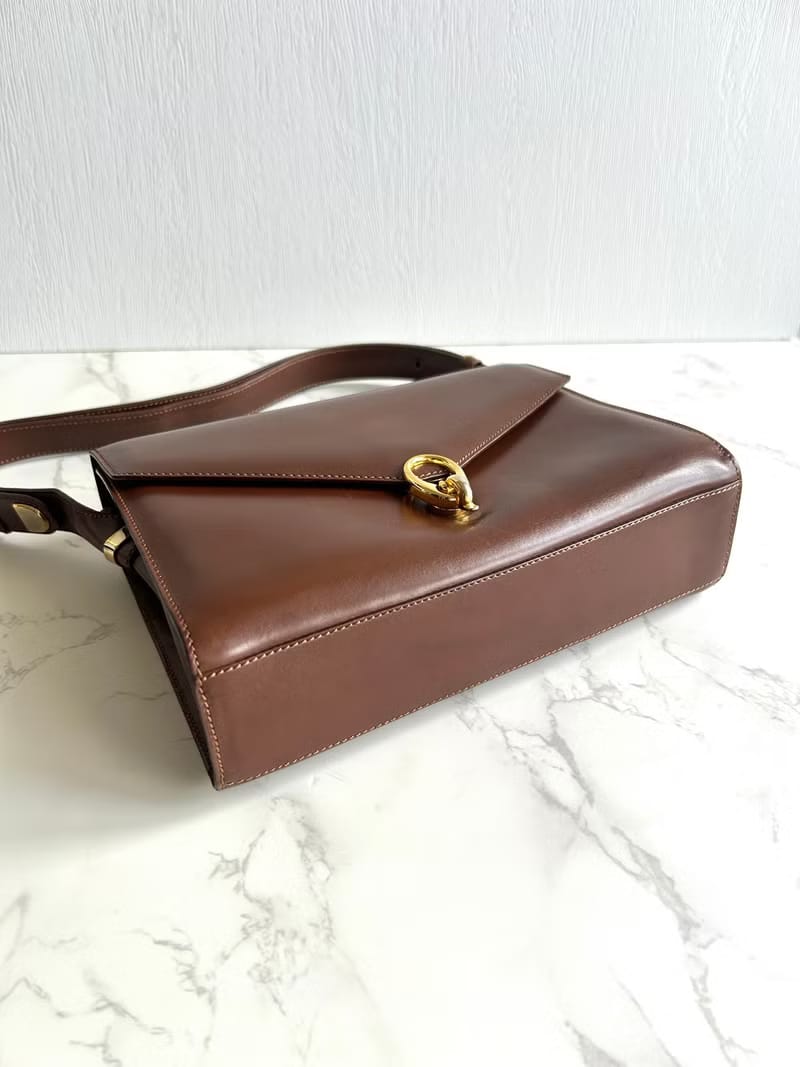 Celine Rare Brown Teardrop Gold Ring Envelope Bag/Crossbody Bag/Shoulder Bag