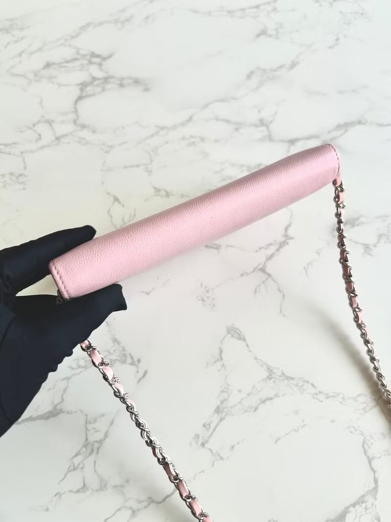 Chanel Pink Caviar Leather WOC Long Wallet/Shoulder Bag/Crossbody Bag