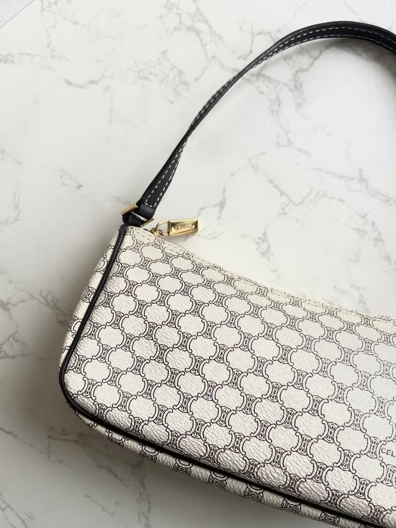 稀有品 Celine黑白色老花Hobo流浪包/腋下包/側背包