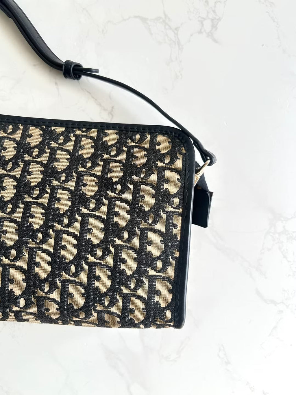 Dior 藍黑色老花兩用中古單肩包/側背包/斜背包