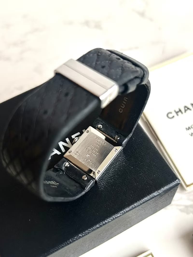 稀有Chanel Metalaase黑銀色石英古董錶 女裝手腕錶