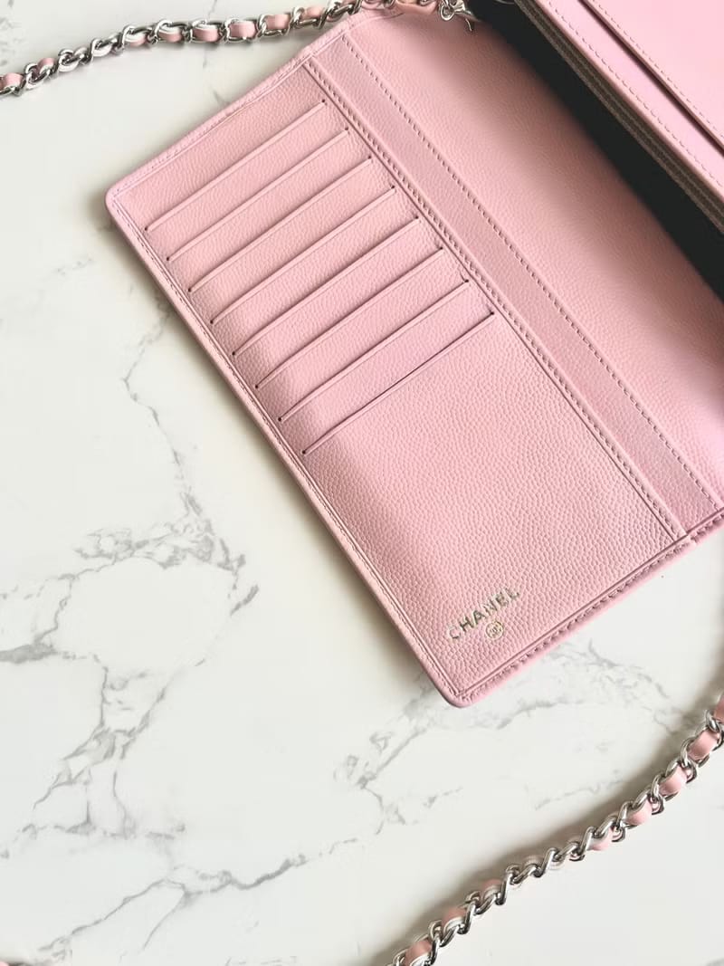 Chanel Pink Caviar Leather WOC Long Wallet/Shoulder Bag/Crossbody Bag