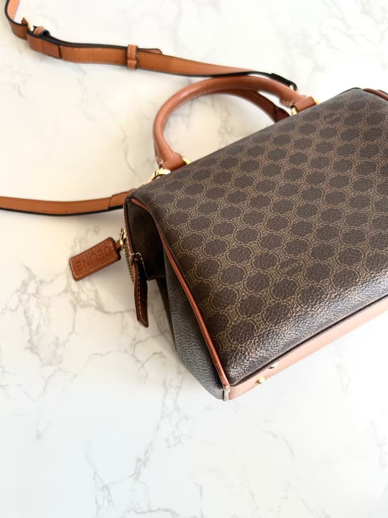 Celine迷你老花波士頓小包/斜背包/側背包/單肩包