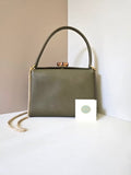 Rare Used GUCCI Olive Grey Bamboo Box Two-way/Shoulder Bag/Crossbody Bag