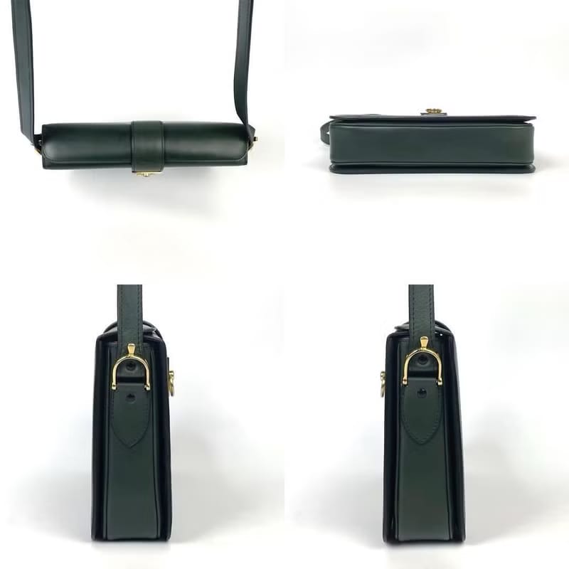 Celine gold ring buckle leather antique box shoulder bag/side bag/oblique bag