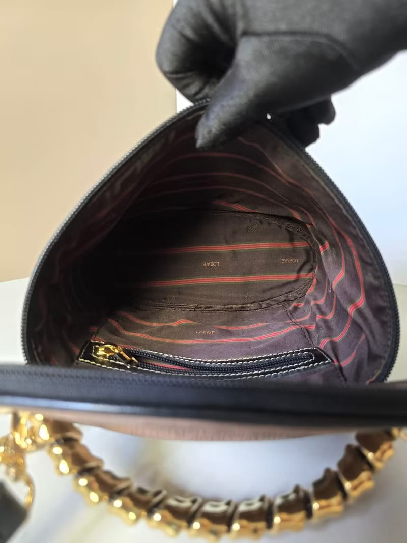 Loewe金蛇骨Velazquez黑棕拼色Vanity盒子包/斜背包/側背包