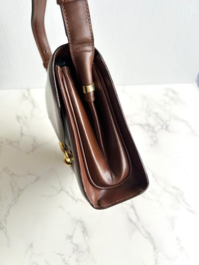 Celine Rare Brown Teardrop Gold Ring Envelope Bag/Crossbody Bag/Shoulder Bag