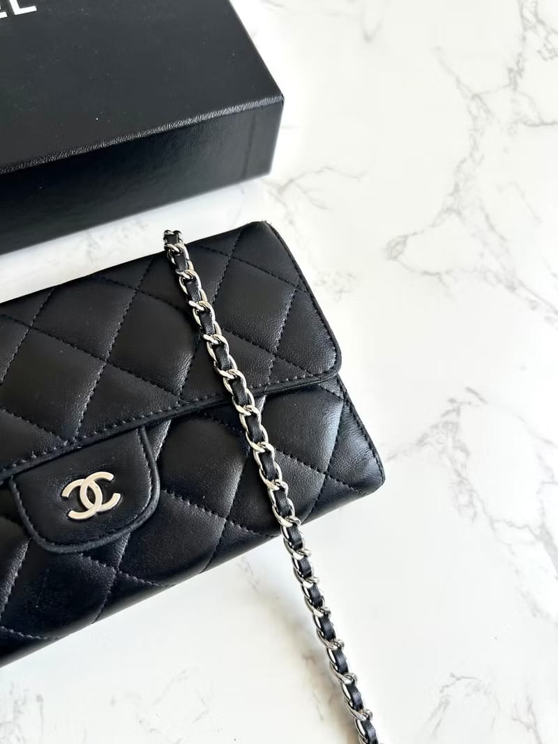 Chanel黑色WOC皮革側背包/斜背包/長夾