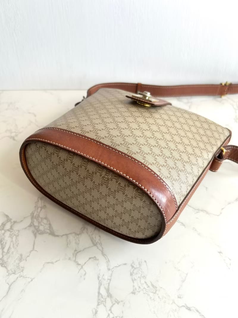 Celine Rare Vintage Monogram Gold Buckle Shoulder Bag