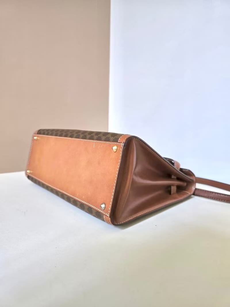 Celine old flower gold buckle Kelly bag/shoulder bag side bag/crossbody bag