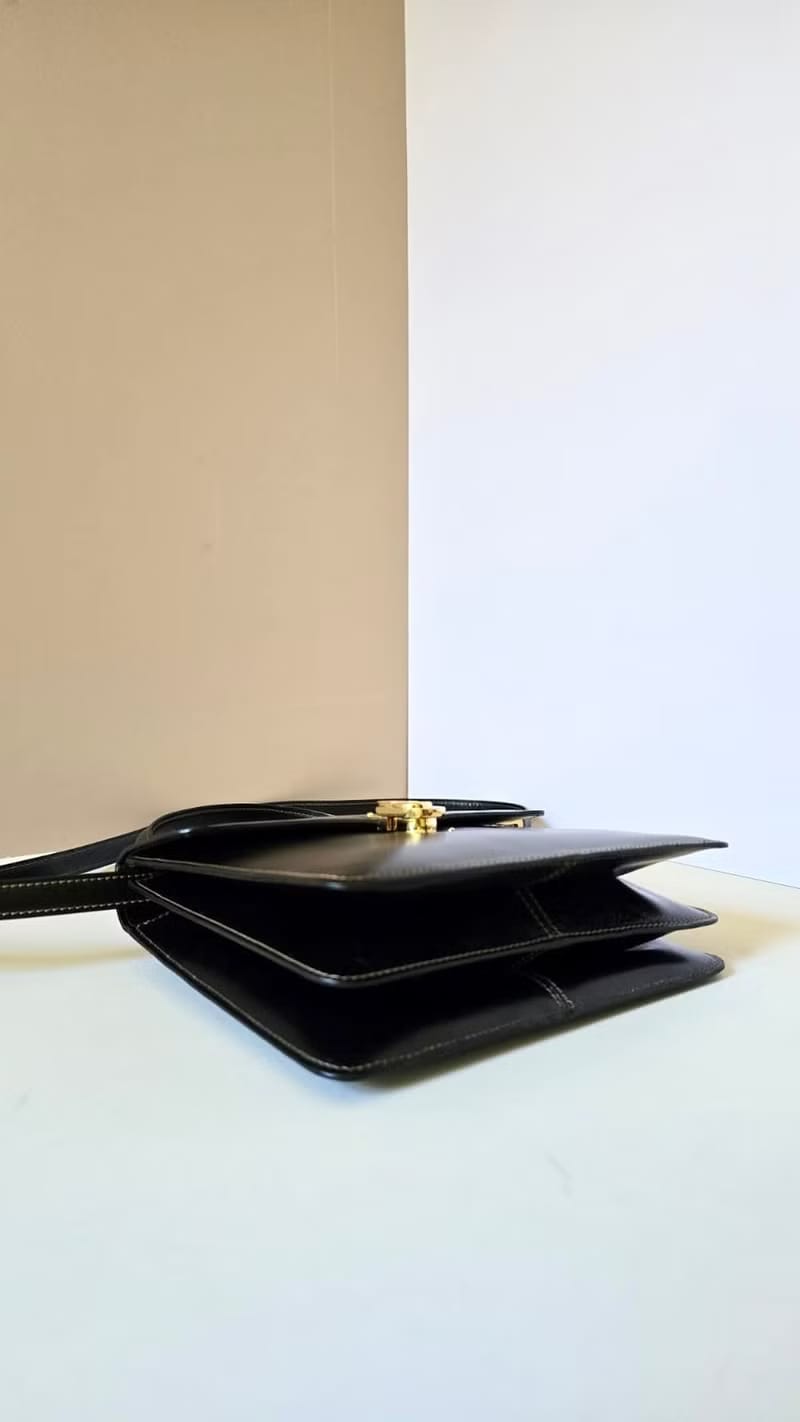 Loewe黑金色馬鞍側背包/斜背包/皮革包/單肩包