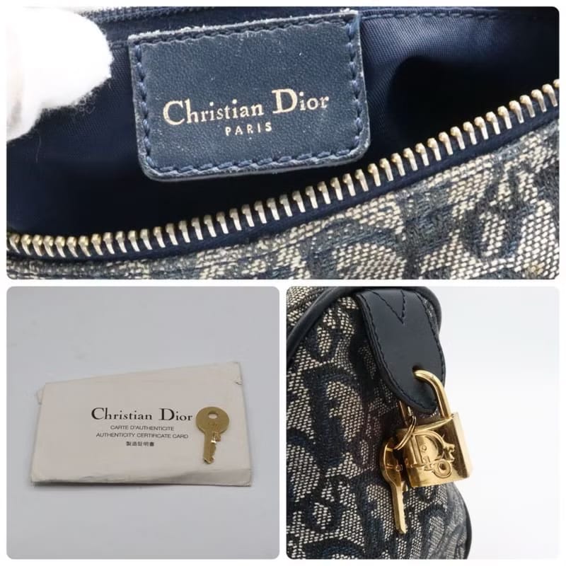 Dior海軍藍老花波士頓迷你包/手提包