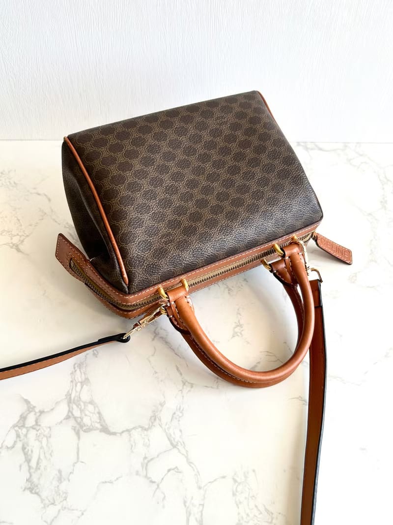 Celine迷你老花波士頓小包/斜背包/側背包/單肩包