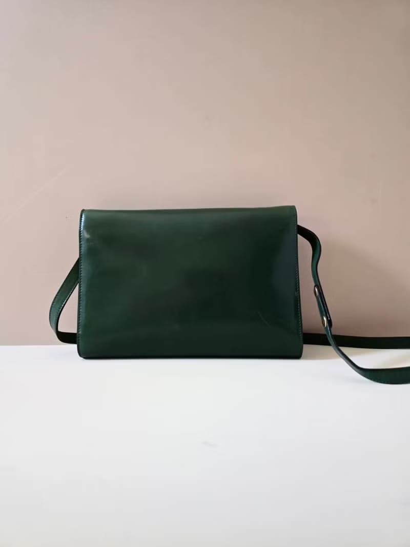 Celine Olive Green Gold Planet Envelope Crossbody Bag / Shoulder Bag / One-Shoulder Bag