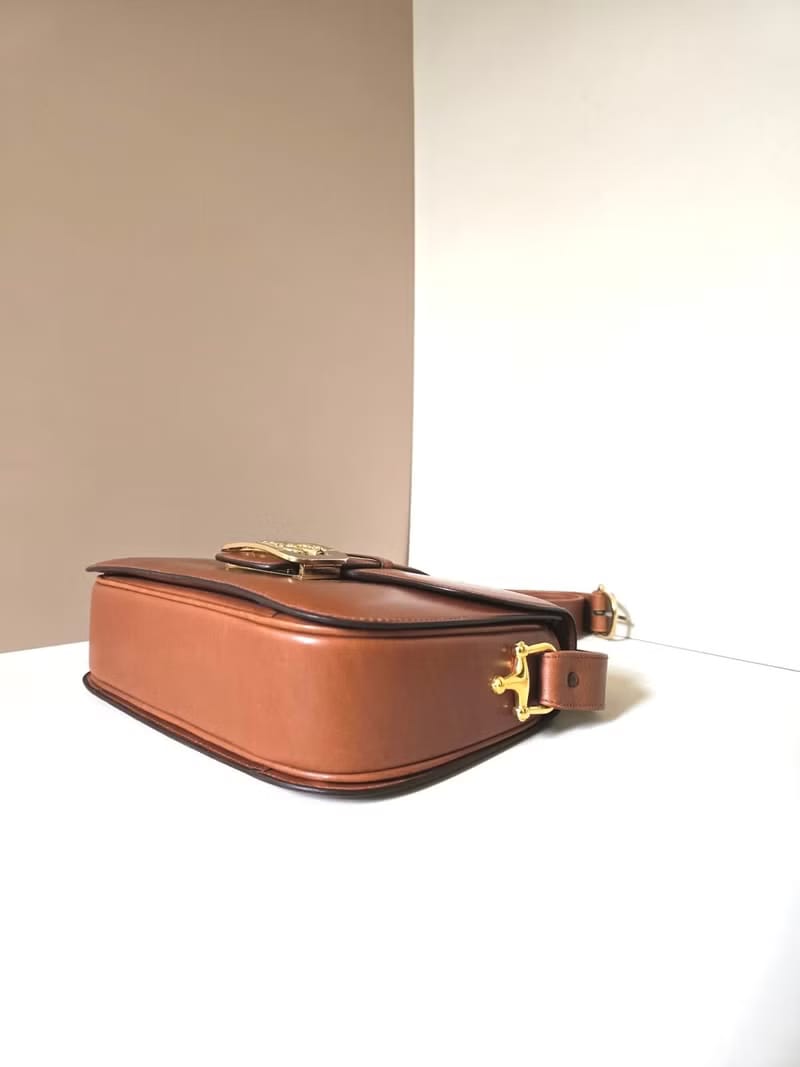 Celine Brown Gold Carriage Shoulder Bag/Slant Bag/Shoulder Bag/Side Bag