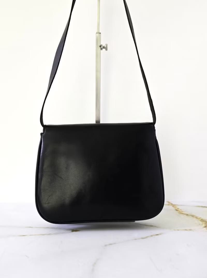 Celine Black and Gold Triomphe Flap Bag / Shoulder Bag / Crossbody Bag