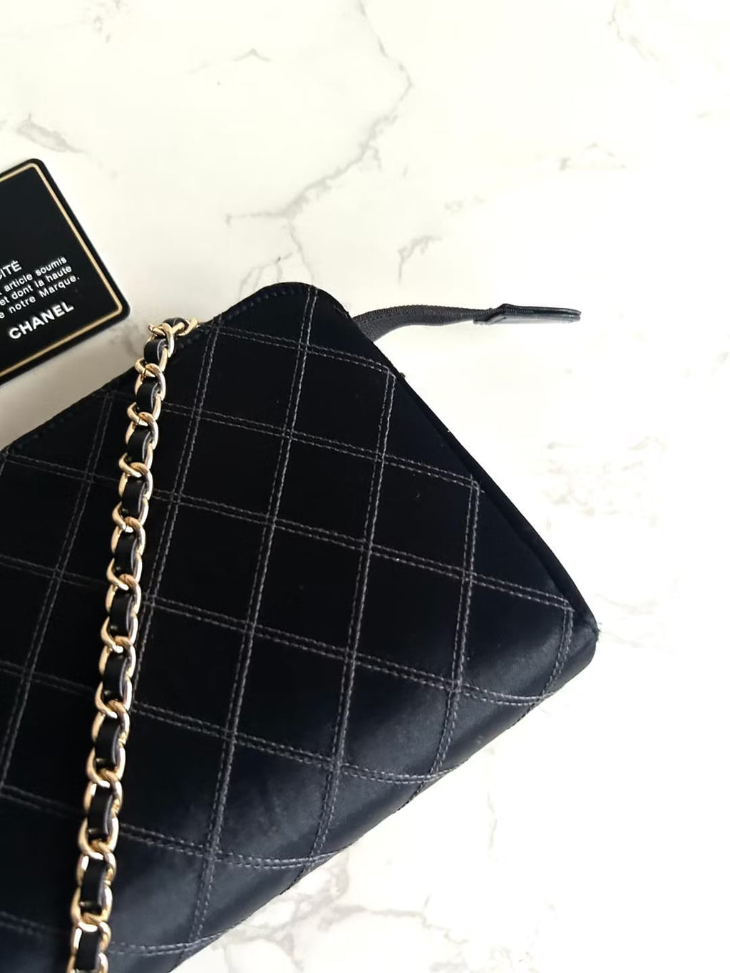 Chanel Black Silk Rhinestone Crossbody/Shoulder Bag